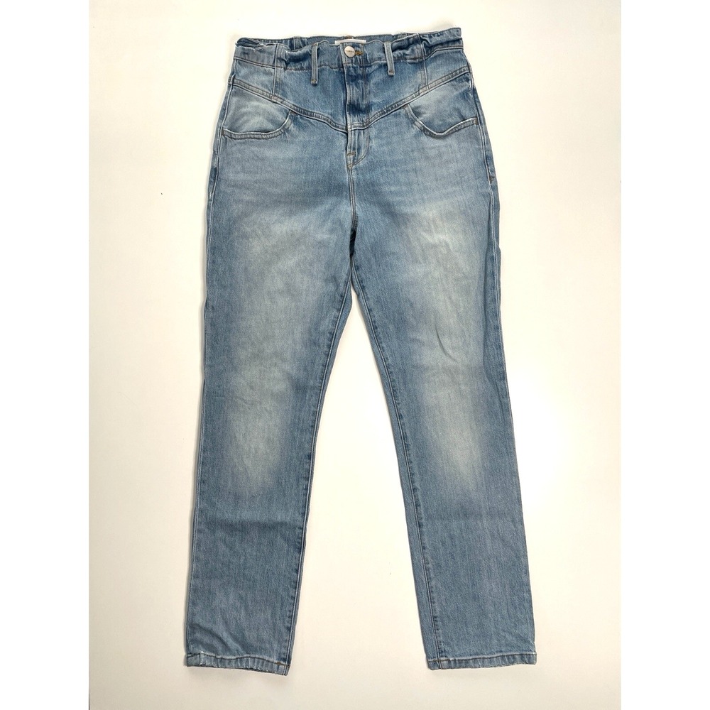 Frame Bianca V-Yoke Jeans Womens 28x28.5 Blue High Waist Retro Straight Leg